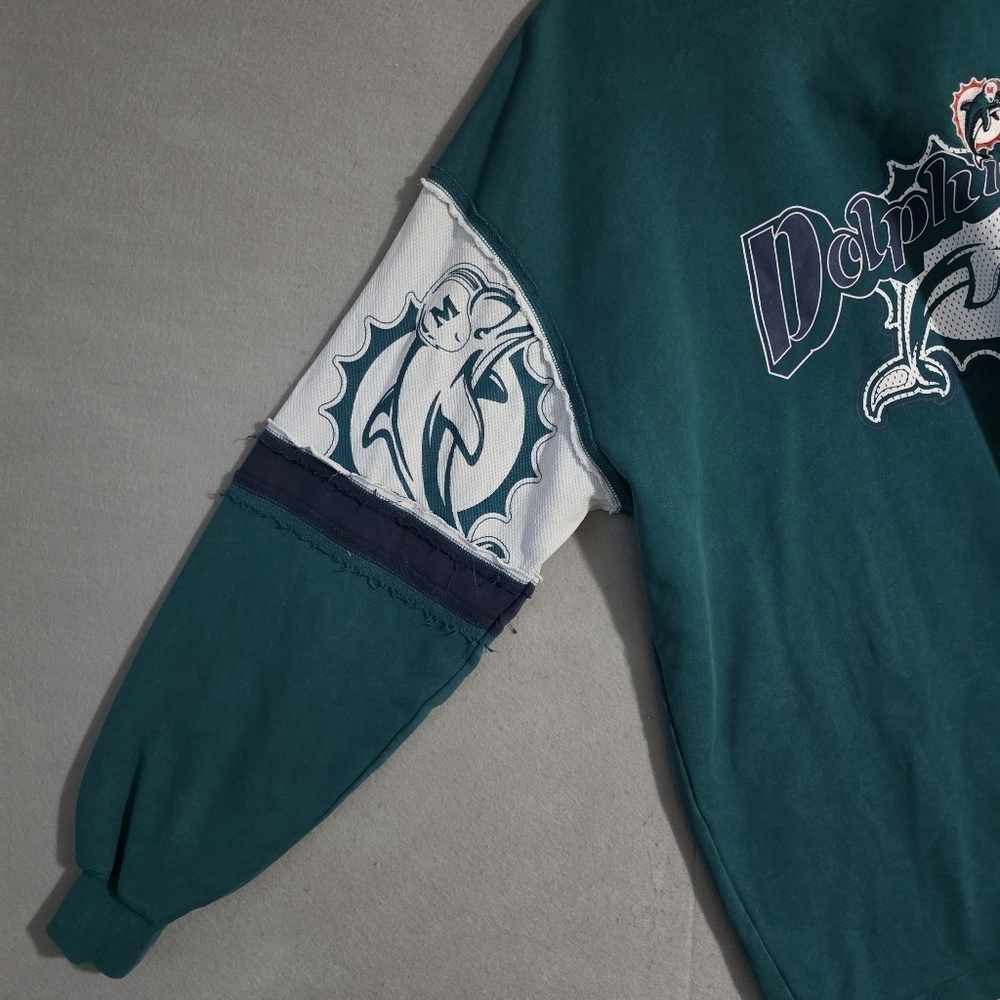 Vtg Y2k No Huddle Mens NFL Miami Dolphins Colorblock Sweater Size 2XL - Picture 9 of 12